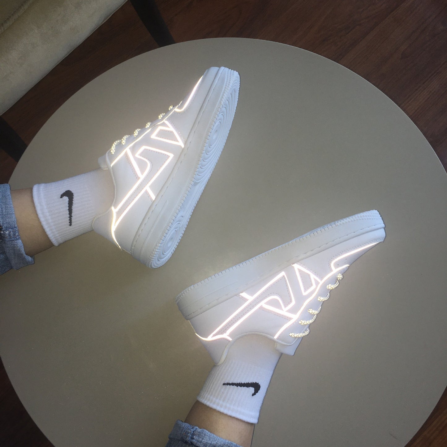 Reflective White Shoes Women Sneaker