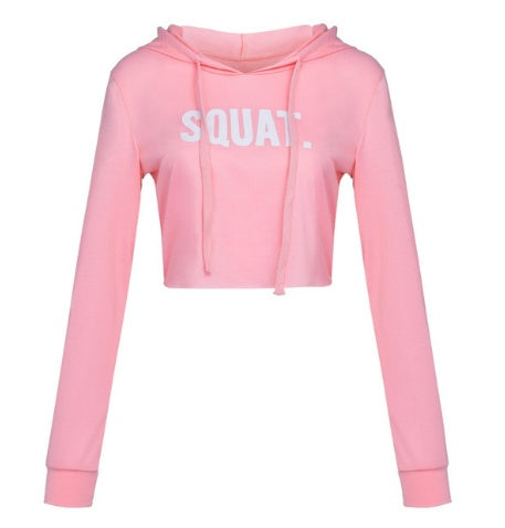 Women Fashion Active Hoodies Long Sleeve Crop Top