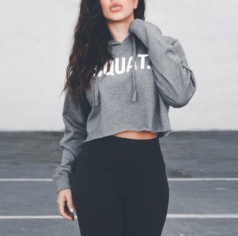 Women Fashion Active Hoodies Long Sleeve Crop Top