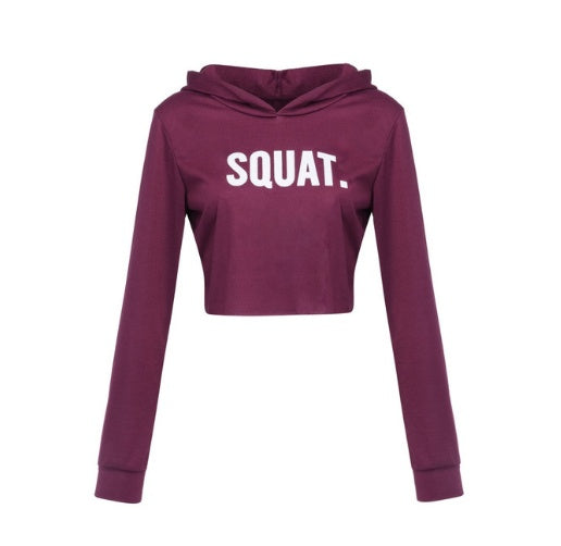 Women Fashion Active Hoodies Long Sleeve Crop Top