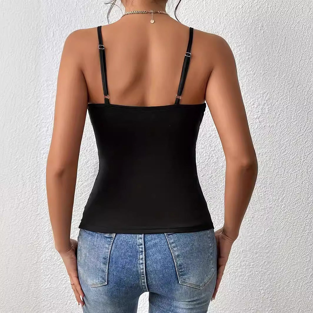 Top Sleeveless Sling Out Cropped Tank Top Slim Fit Sexy Women Clothing