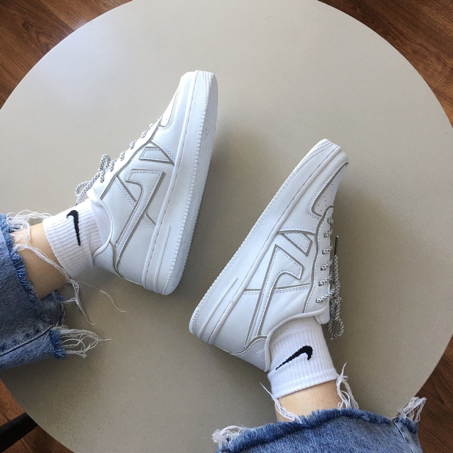 Reflective White Shoes Women Sneaker