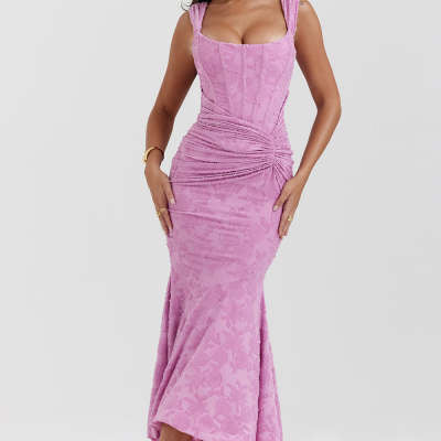 Off-shoulder  Evening Dress For Women Purple Sleeveless Strapless Party Dress