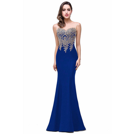 Amazon Europe dress  back hollow applique package hip dress fishtail skirt female perspective