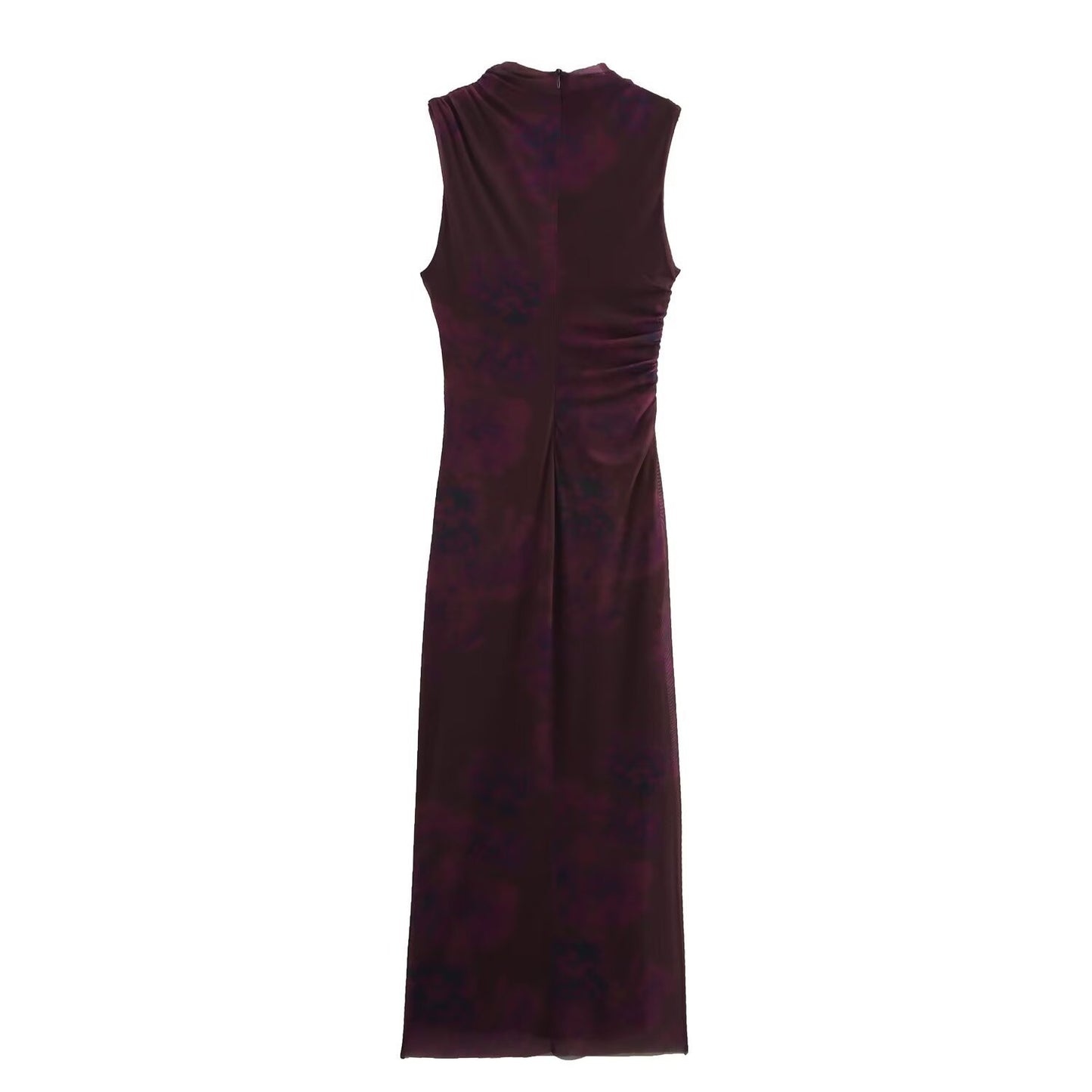Simple Slim Print Pleated Dress