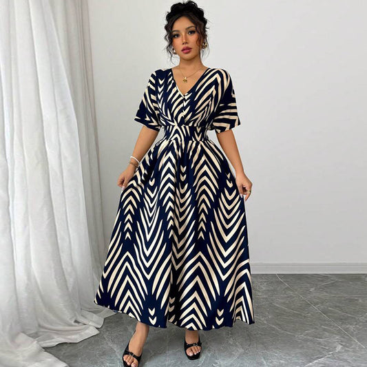 Twill Dress Short Sleeve Waist-controlled