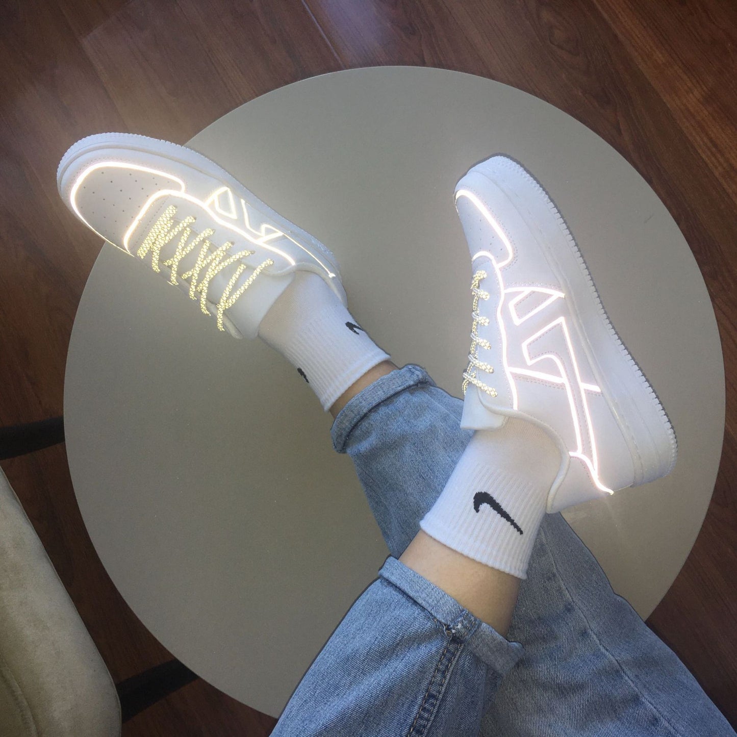 Reflective White Shoes Women Sneaker