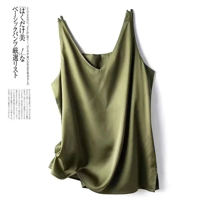 Elegant Silk Satin Sleeveless Top