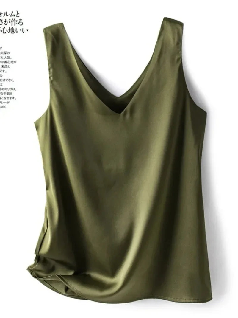 Elegant Silk Satin Sleeveless Top