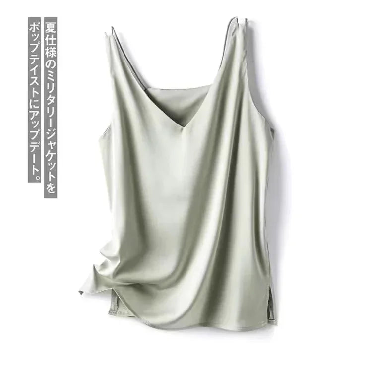 Elegant Silk Satin Sleeveless Top
