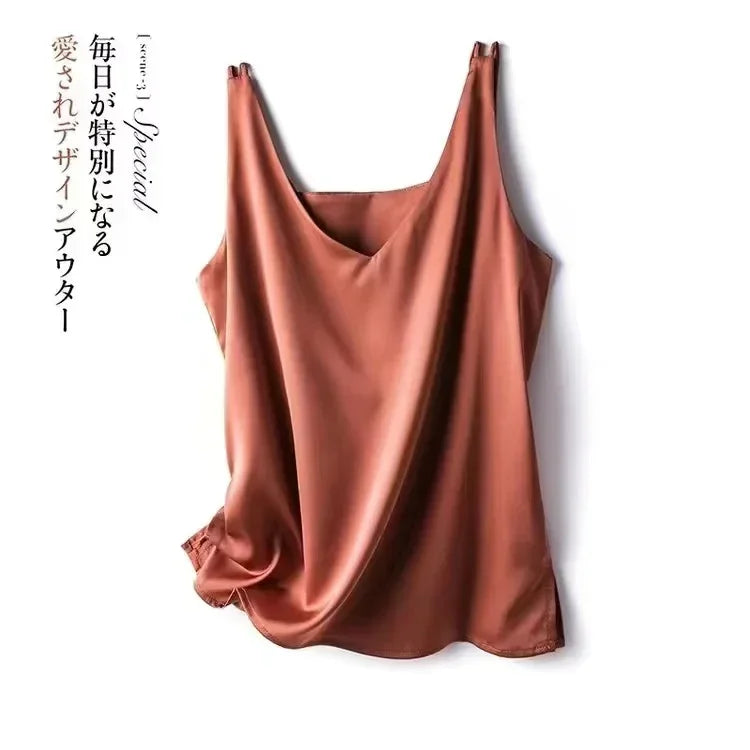Elegant Silk Satin Sleeveless Top