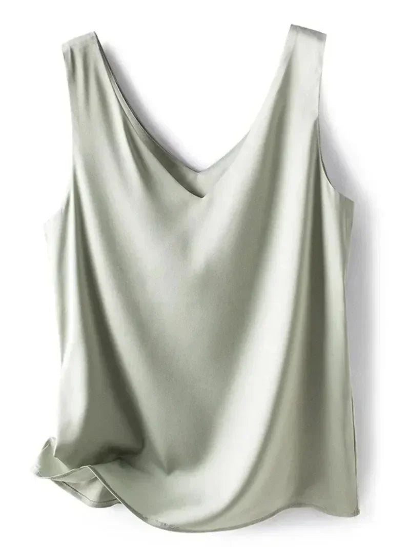 Elegant Silk Satin Sleeveless Top