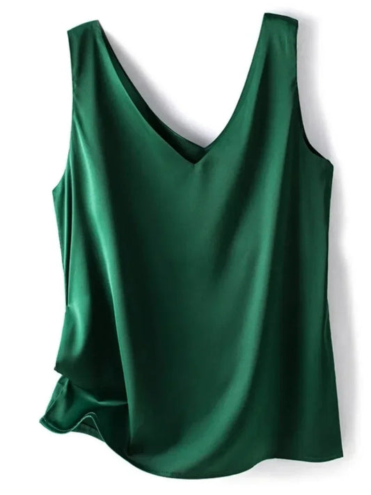 Elegant Silk Satin Sleeveless Top