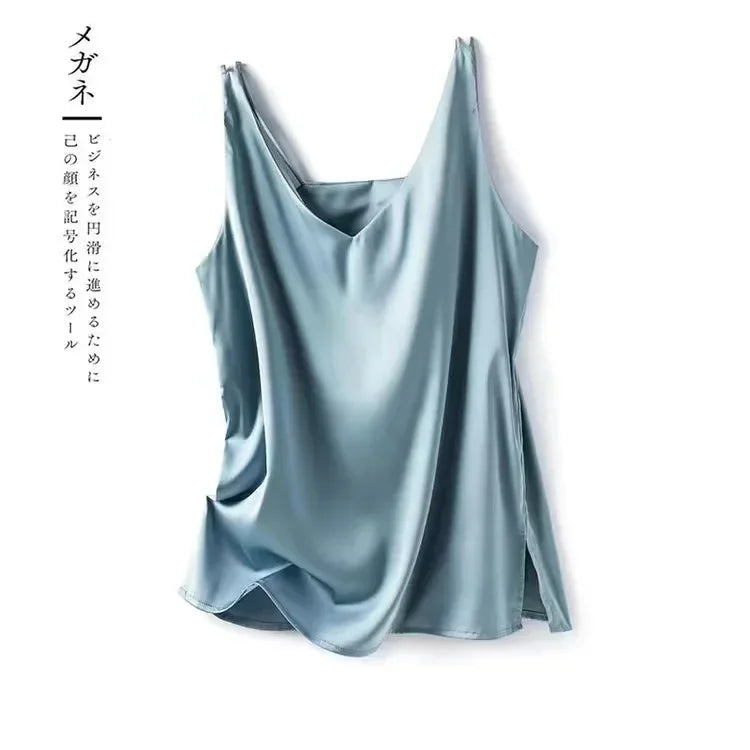 Elegant Silk Satin Sleeveless Top