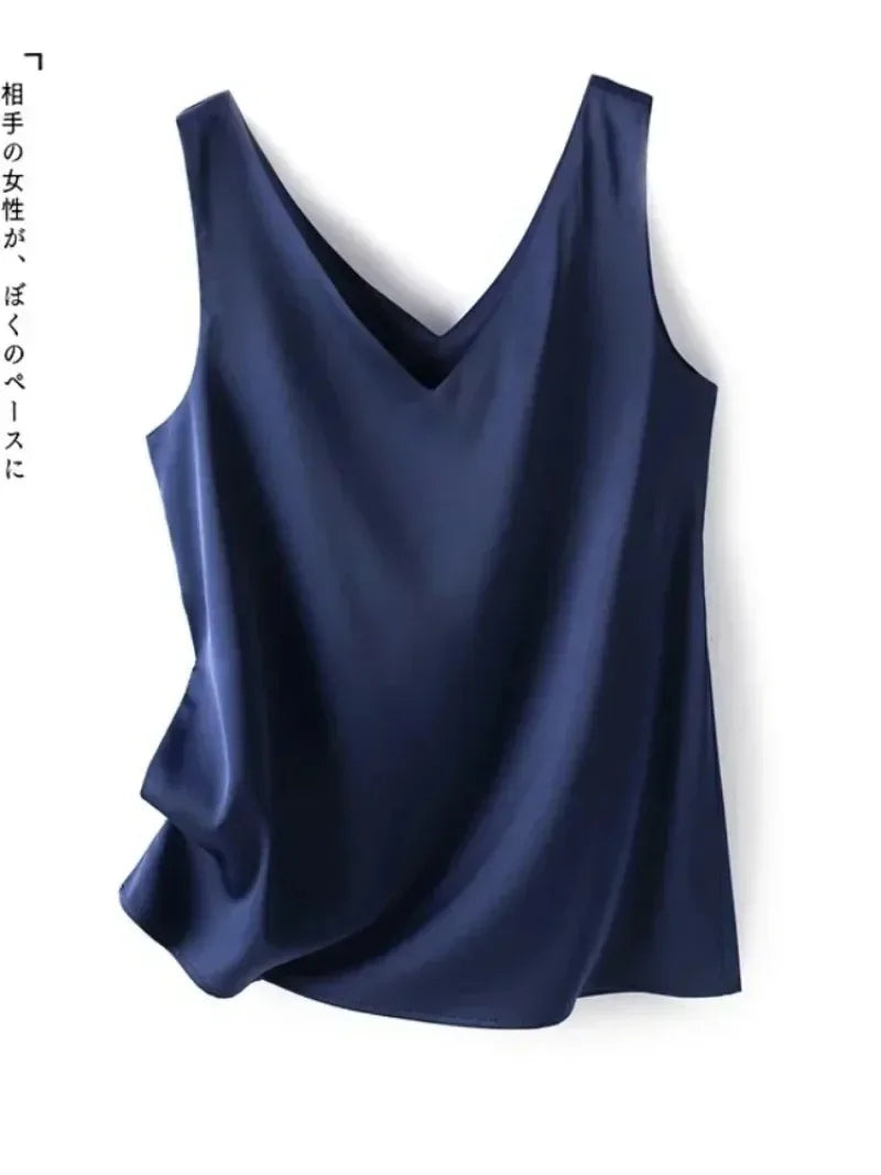 Elegant Silk Satin Sleeveless Top