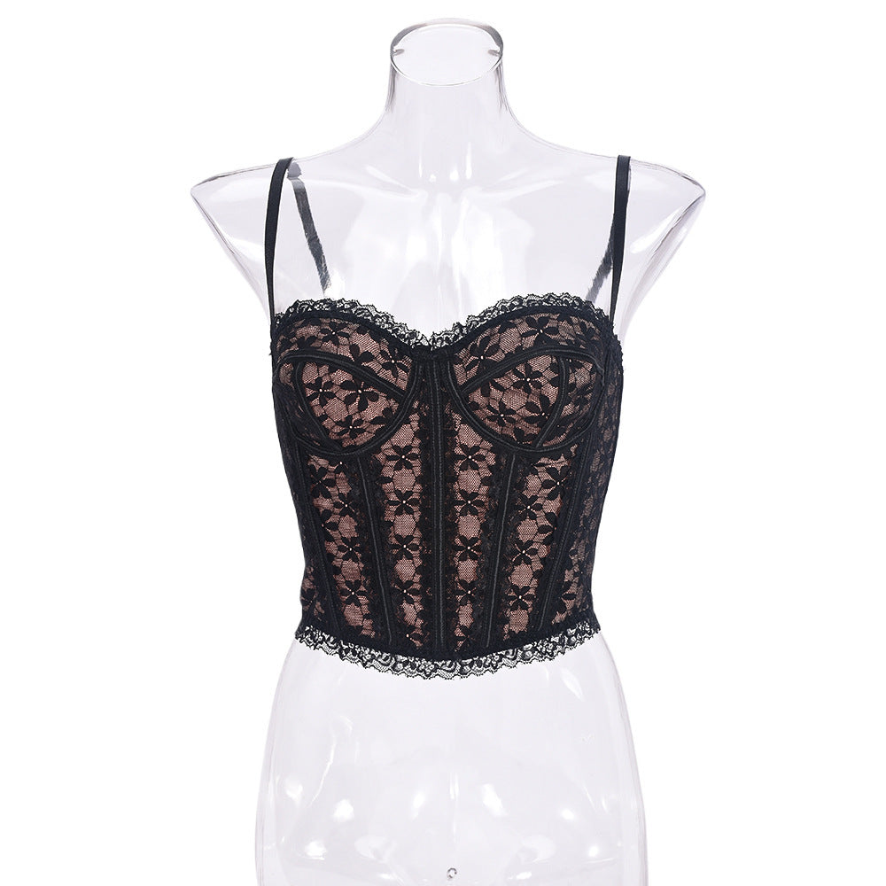 Tube Top Hollow Backless See-through Camisole