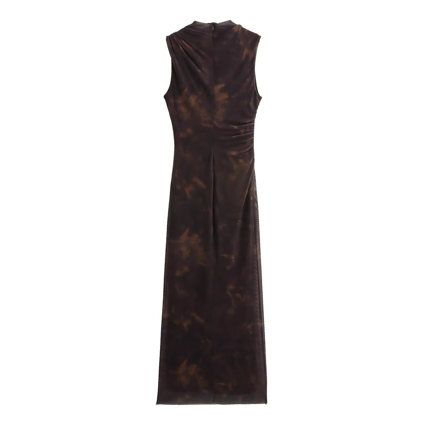 Simple Slim Print Pleated Dress