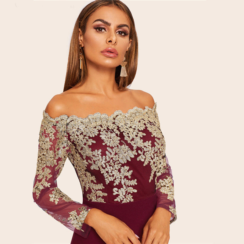 Water-soluble Lace Tube Top Long Sleeve Dress
